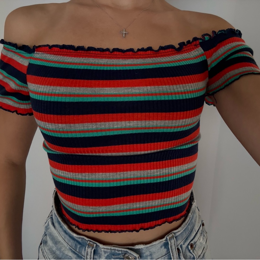 Timing Striped Ribbed Crop Top